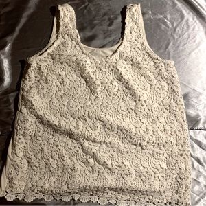 • A.N.A. • Lace Sleeveless Blouse w/ Front Scoop Neckline